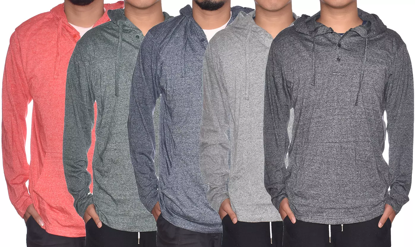 BlackJack Men's Lightweight Marled Henley Hoodie (S-5XL) - Primary Image