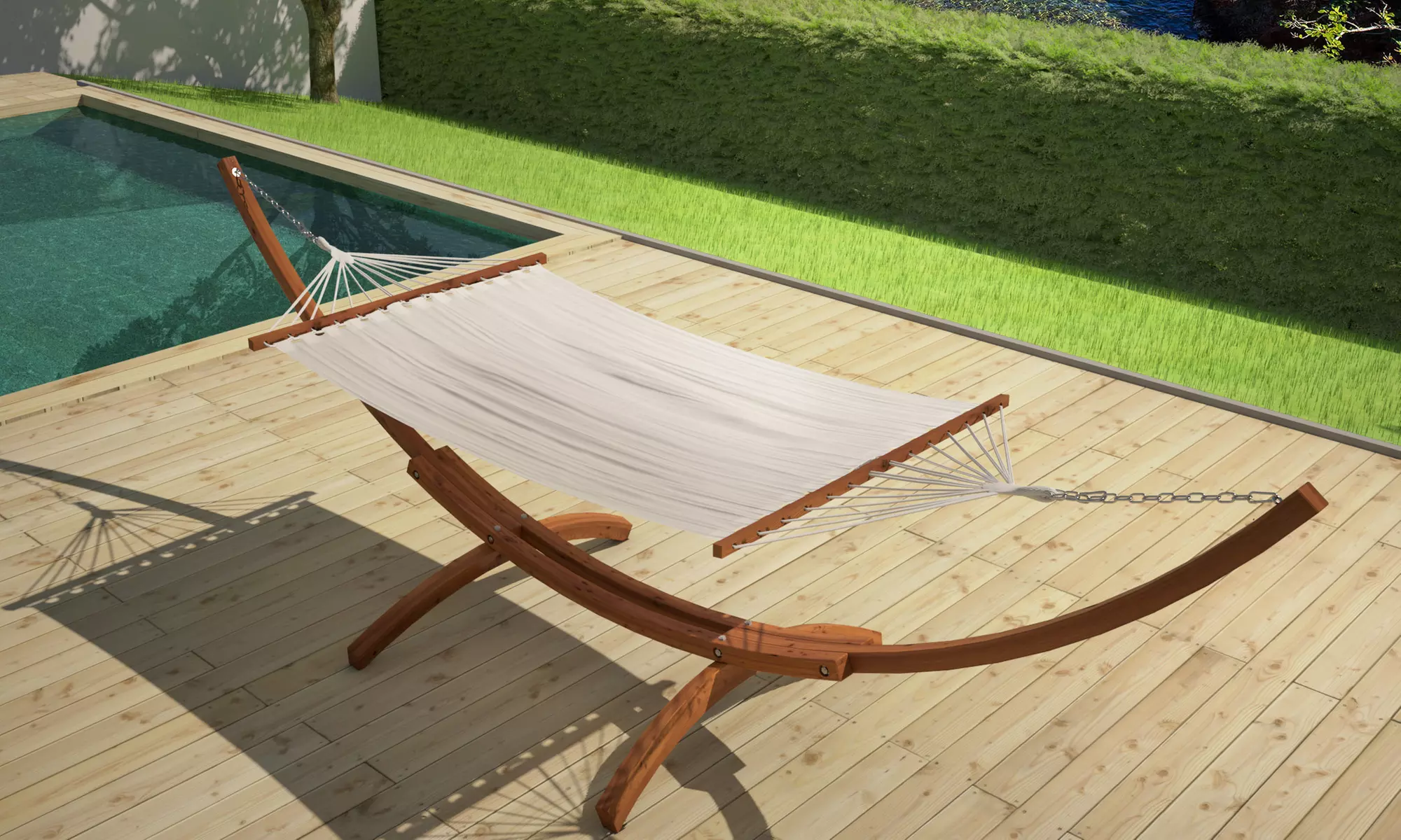 Hamac bois avec toile écrue ou chocolat, avec ou sans toit - Primary Image