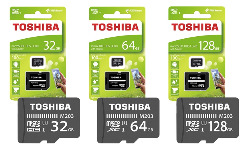 Image 1: Toshiba MicroSD Card with Adapter