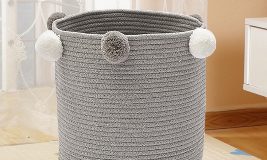 Image 3: Cotton Rope Basket for Laundry and Toy Storage