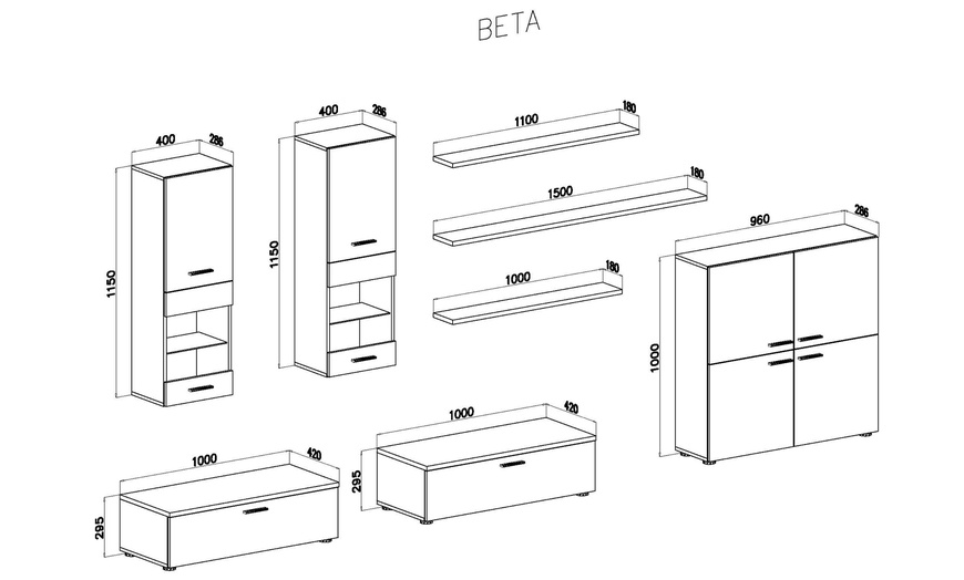 Image 6: Conjunto de muebles de salón modulares con luces LED