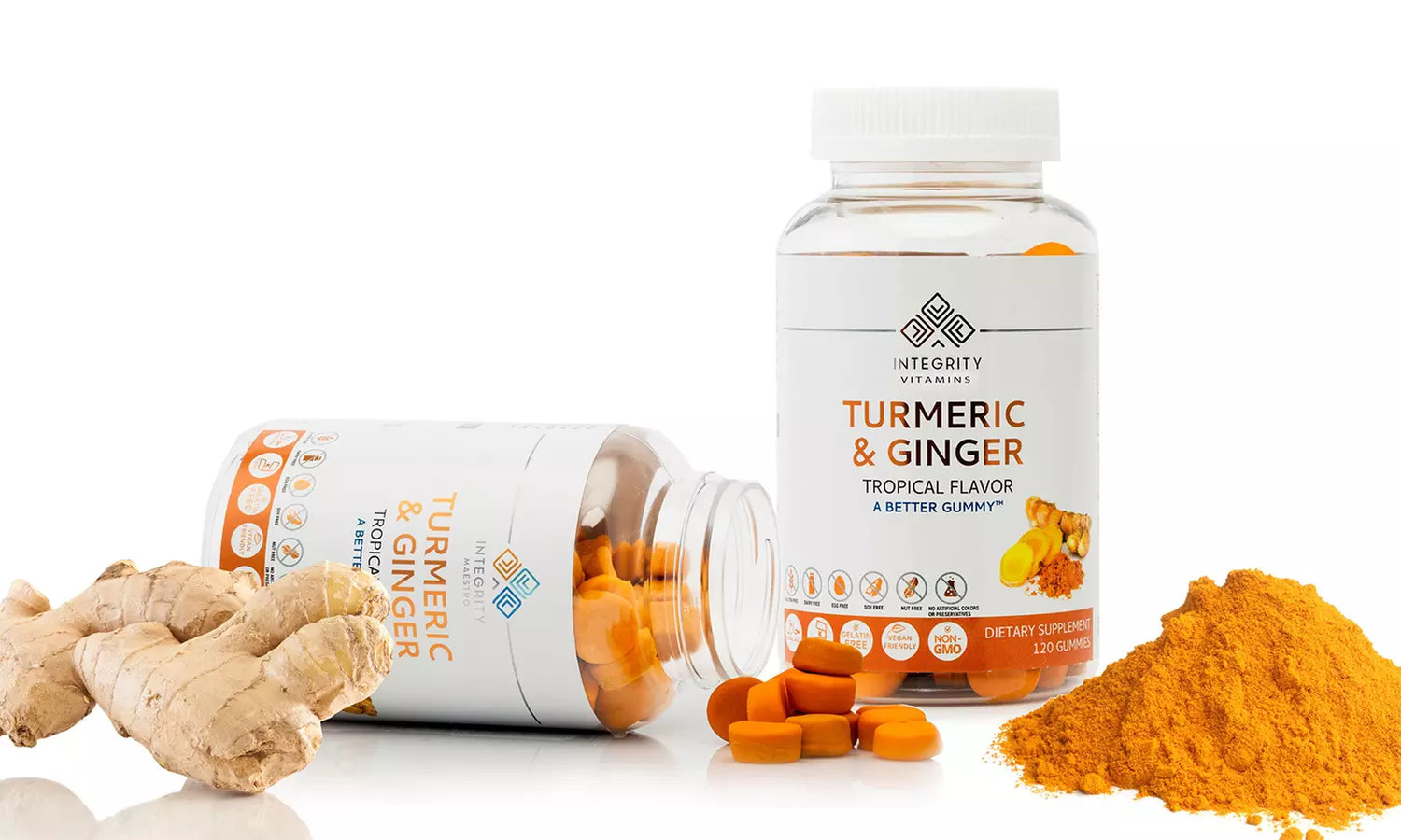Integrity Vitamins Anti-Inflammatory Turmeric & Ginger 100% Vegan & Sugar-Free Gummies (120-Count) - Primary Image