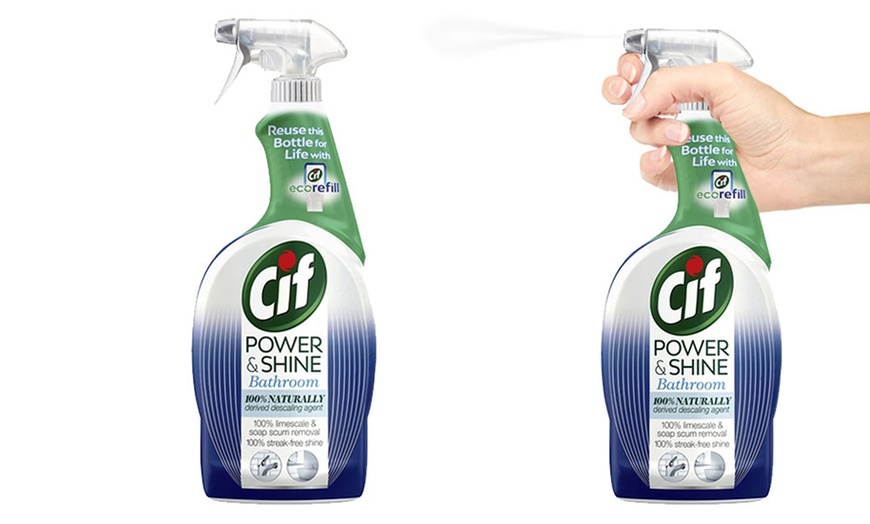 Image 1: Two CIF Power and Shine Bathroom Sprays 700ml