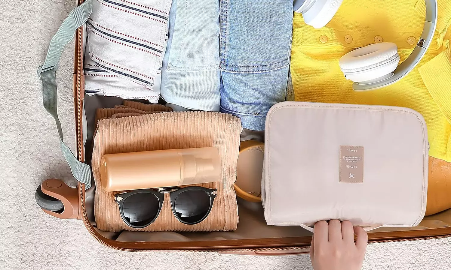 1 of 2 reis toilettassen met meerdere vakken