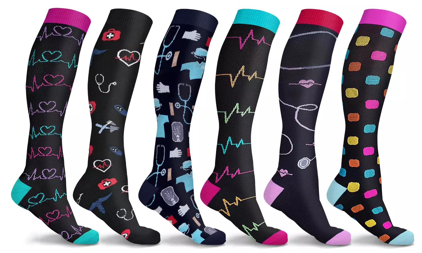 Whimsical Medical Print Compression Socks (3-Pack) - Primary Image