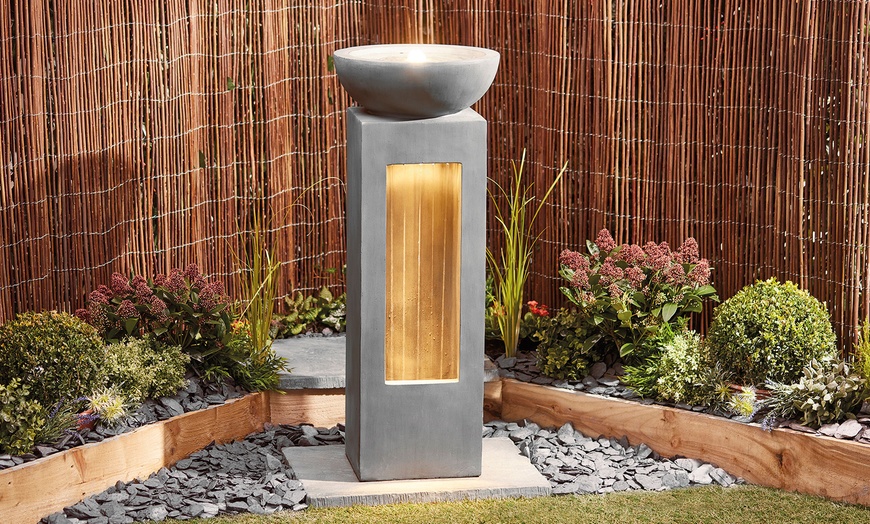 Image 1: Garden Water Feature with LED Lights