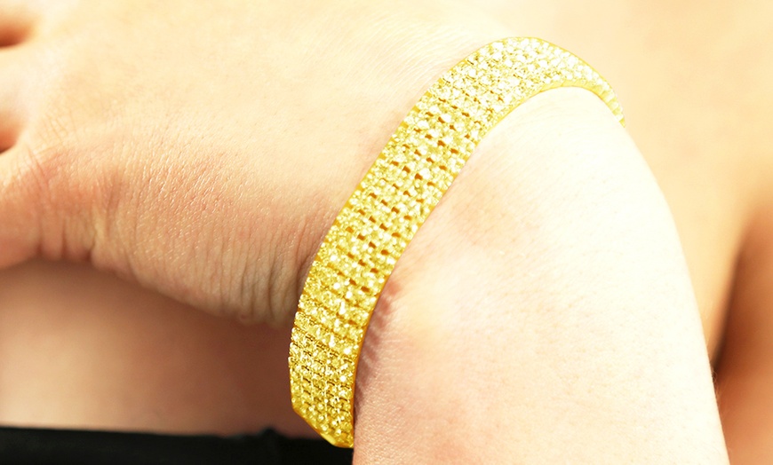 Image 7: Eira Wen Five Row Pave Bracelet Made with Crystals from Swarovski