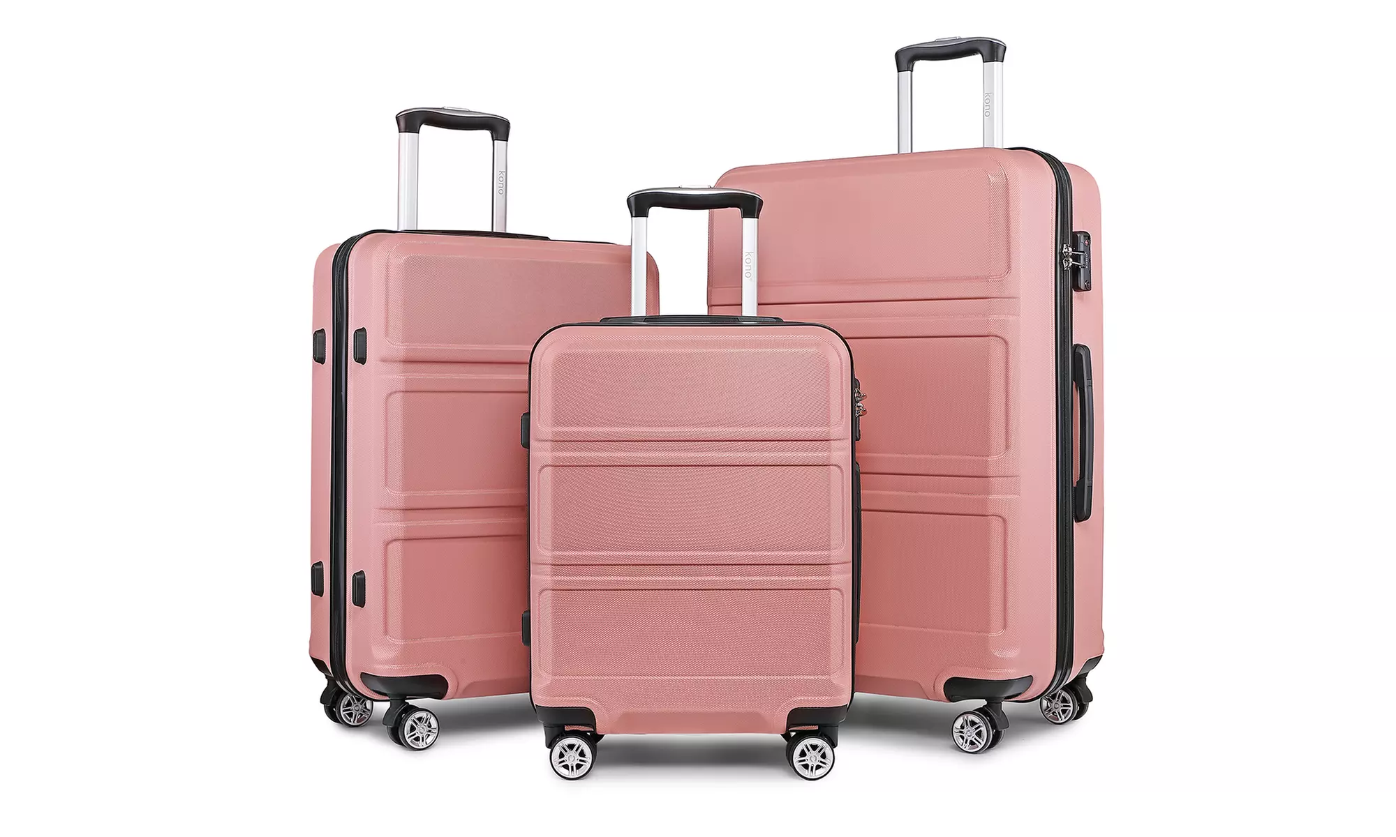 1x, 2x, 3x oder 4x KONO Hartschalen-Koffer- und Reisetaschen-Set in Rosa/Beige in der Größe nach Wahl
