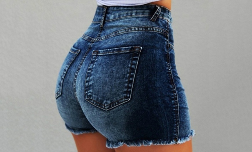 Image 6: High-Waisted Denim Shorts