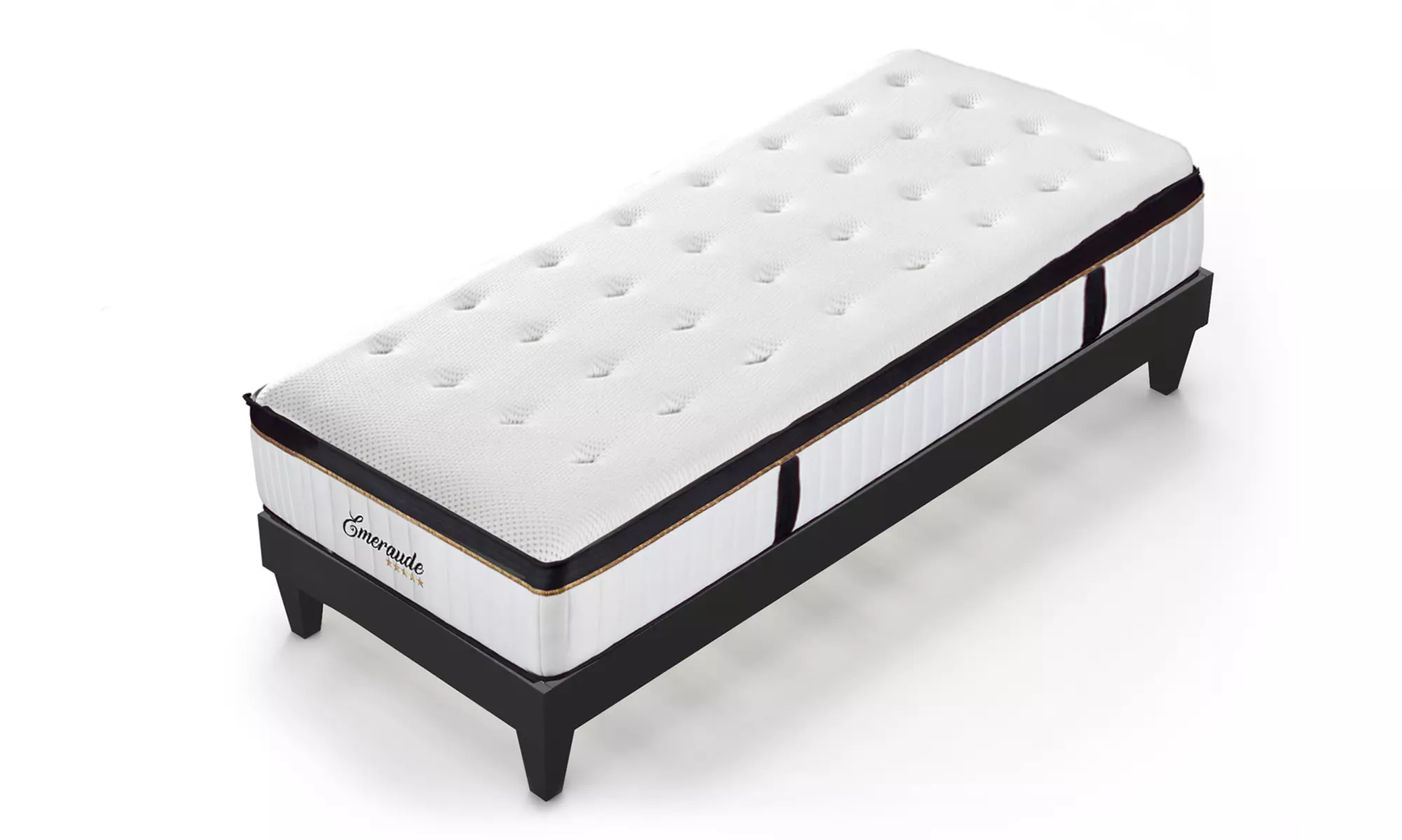 Sommier bois noir à lattes avec matelas en option. Livraison offerte - Second Medium