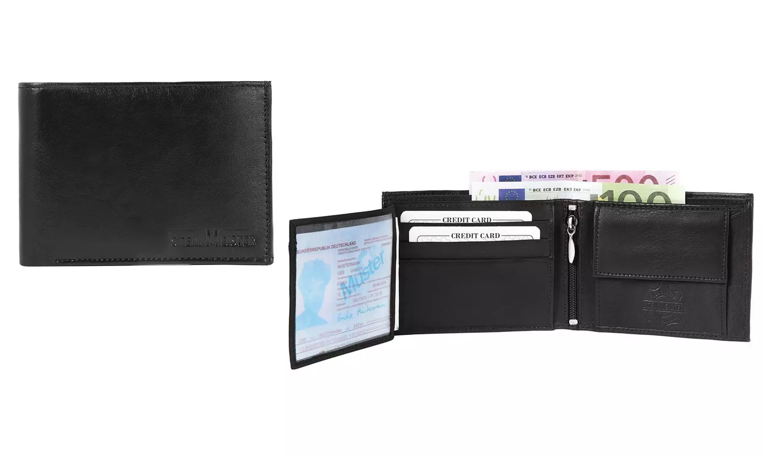 1x, 2x, oder 3x Herren- oder Unisex-Geldbörse aus Leder