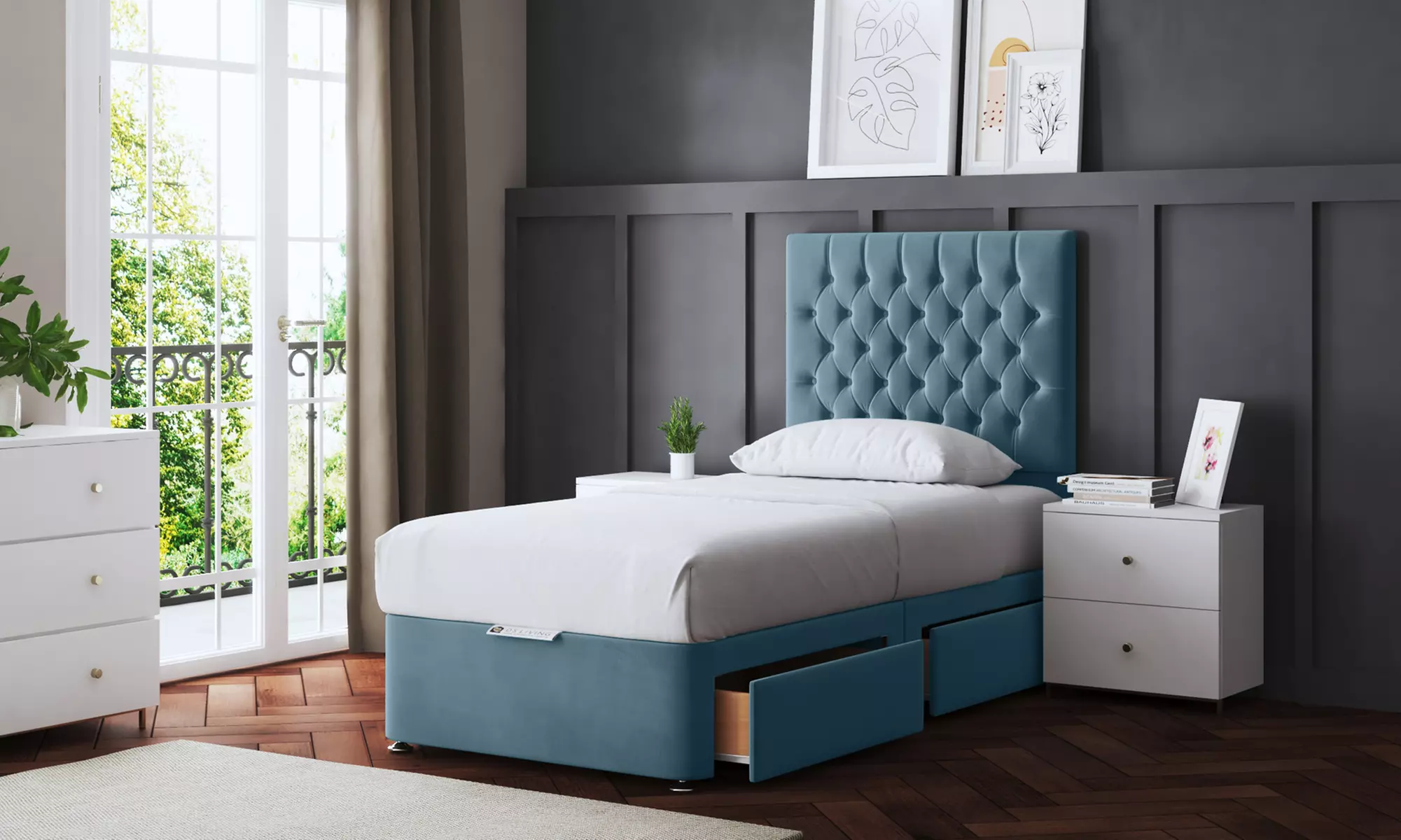 Seraphine Chesterfield Divan Bed with Four Drawers