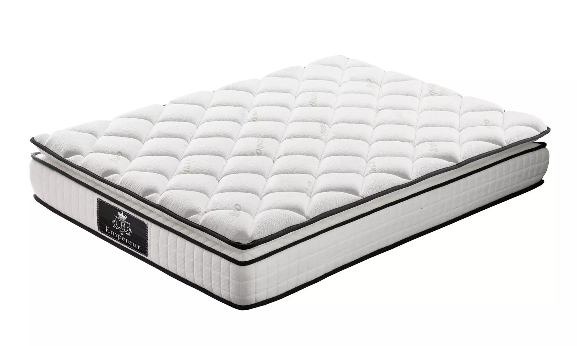 Matelas Royal Empereur 22cm à mémoire de forme et surmatelas relié, tissus bambou 100% Jersey, hypoallergénique, Sampur - Second Medium