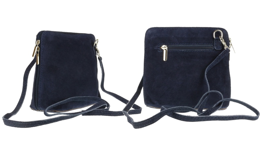 Image 32: Suede Leather Cross-Body Bag