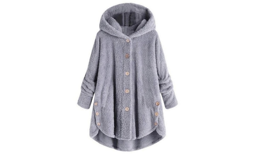 Image 13: Oversized Fluffy Hooded Coat