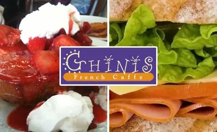 $10 for $20 Worth of French Breakfasts, Lunch, Crêpes, Tapas, and Drinks at Ghini's French Caffe - Primary Image