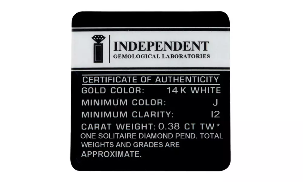 0.38 CTW Certified Solitaire Diamond Pendant in 14K Gold by Brilliant Diamond - Second Medium