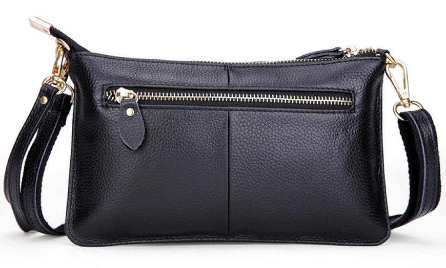 Image 3: Leather Wristlet Crossbody Purse