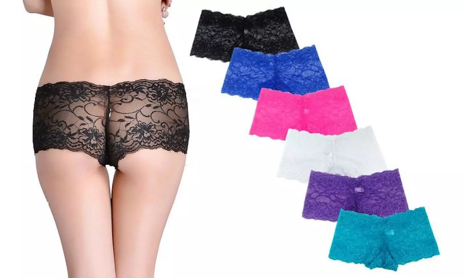 Lot de 6 boxers en dentelle pour femme - Primary Image