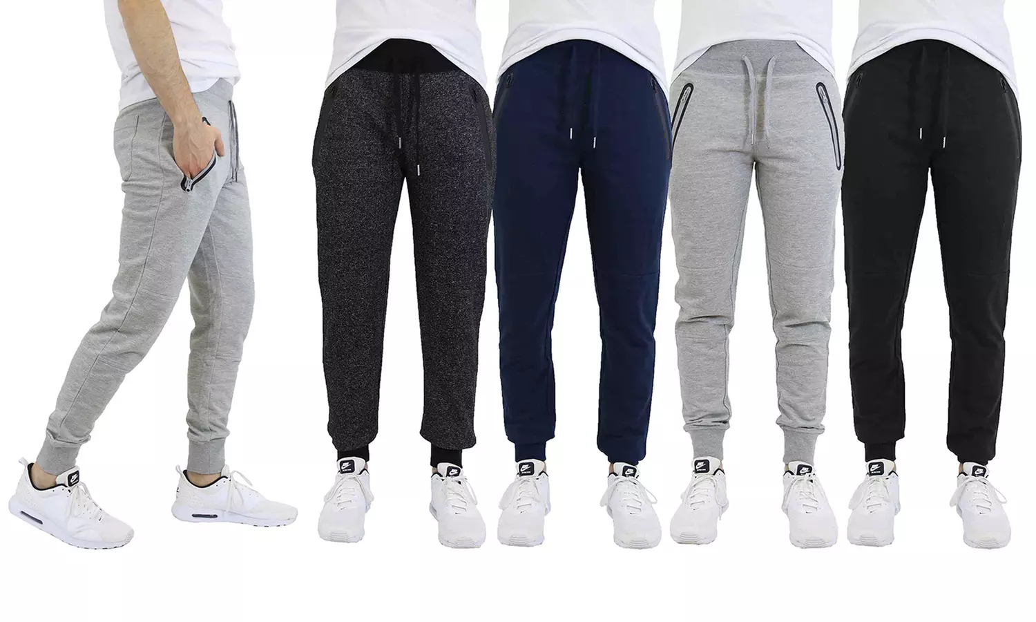 Men's Slim-Fit Joggers with Tech Zipper Pockets (S-2XL) - Primary Image