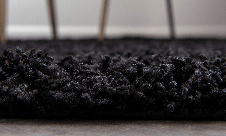 Image 3: California Black Plain Shaggy Rug