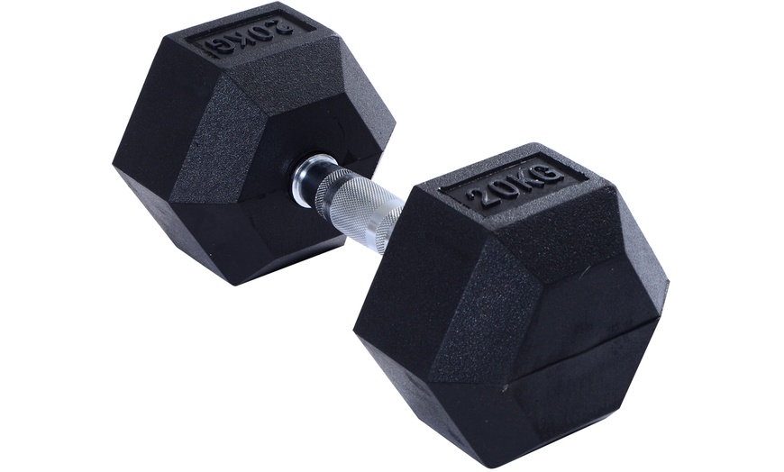 Image 2: Rubber Hexagonal Dumbbells