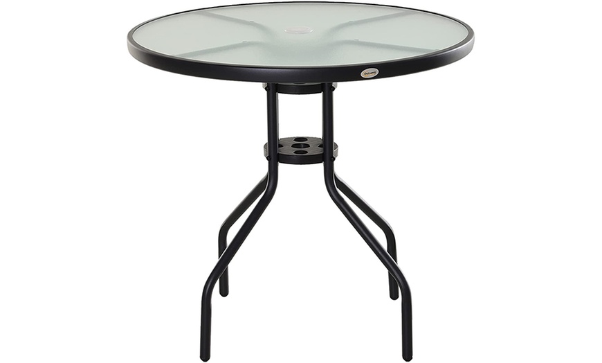 Image 4: Outsunny Outdoor Glass Top Table