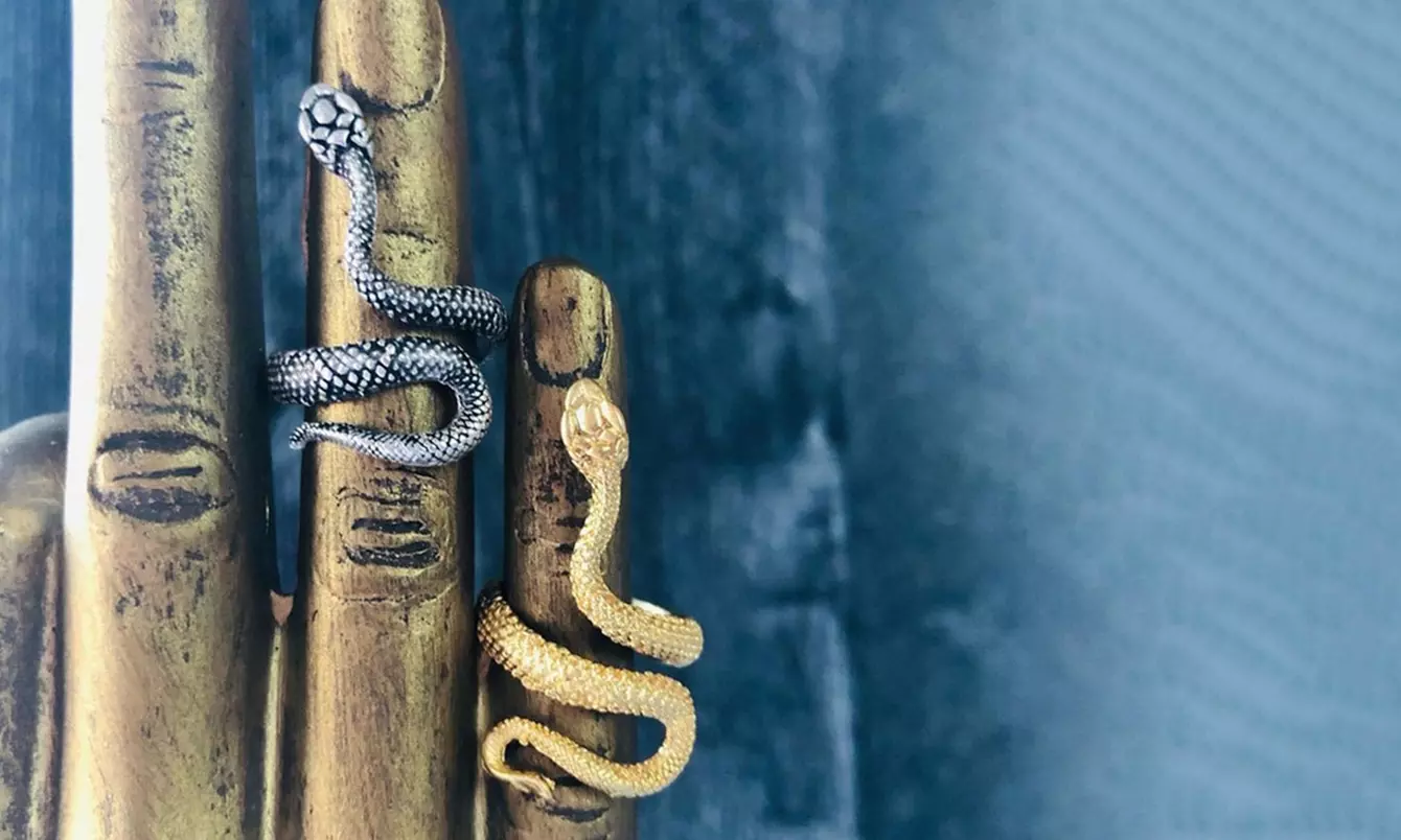 US 1-2 Stainless Steel Ring Snake Gothic Jewelry Retro Animal Adjustable Unisex