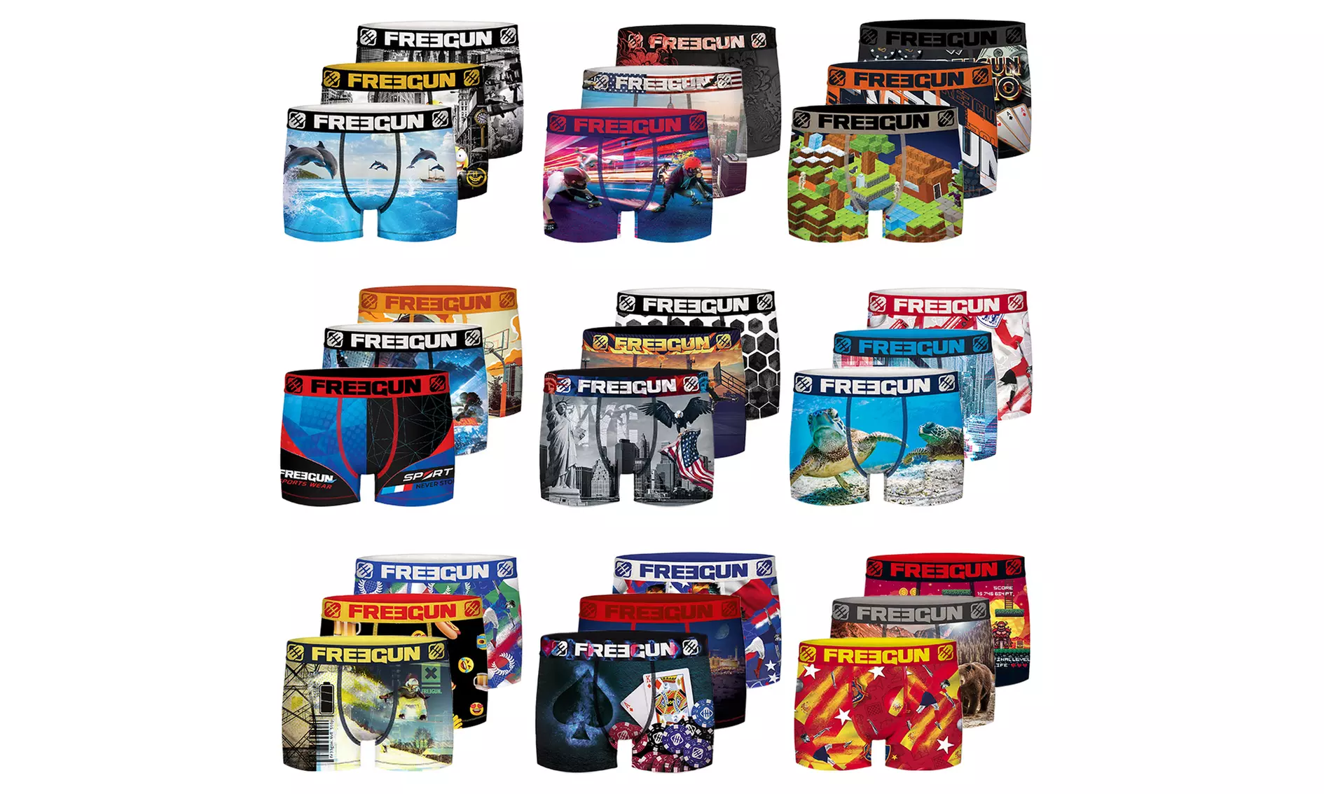Pack surprise de 3 boxers Freegun pour homme, taille au choix - Primary Image