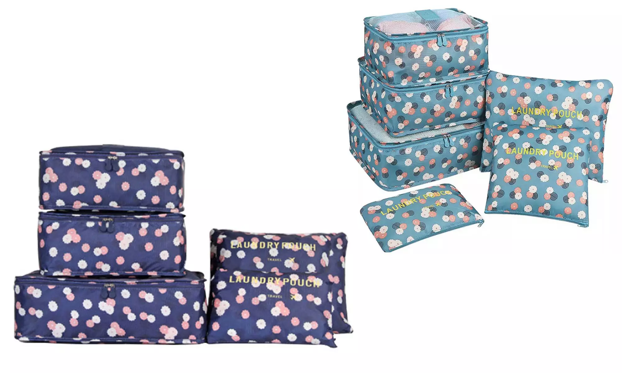 One or Two Six-Piece Travel Luggage Organizer Sets