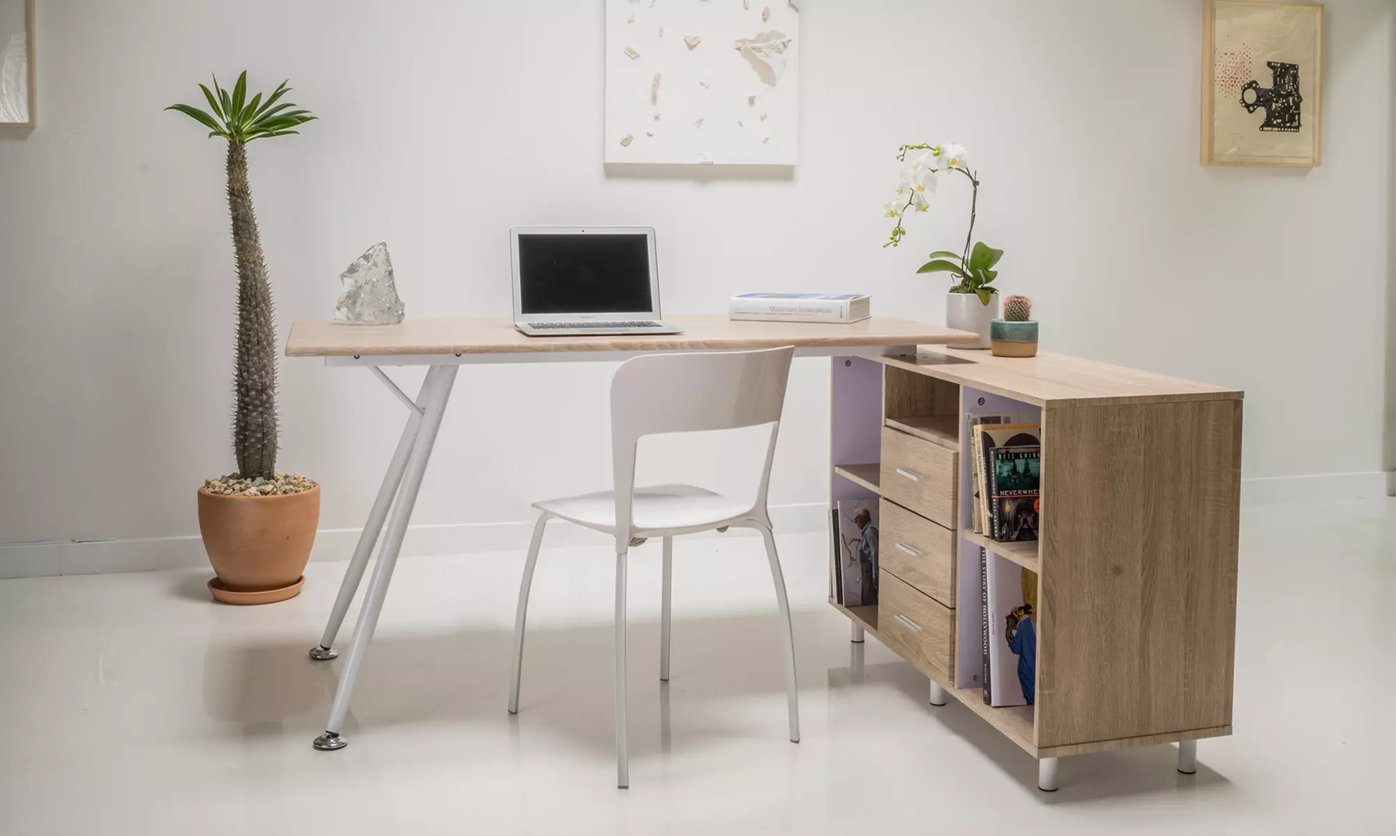 Louisville Wood Computer Desk with Storage Cabinet - Primary Image