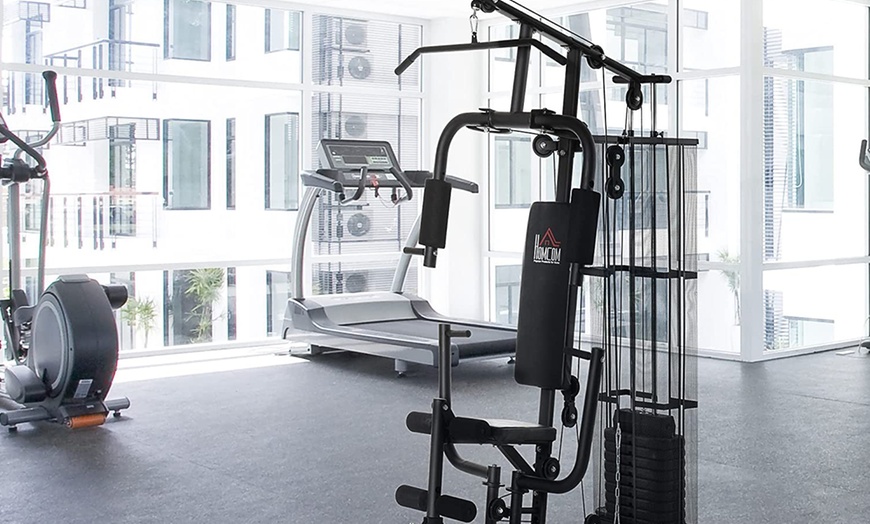 Image 3: HomCom Multi-Exercise Gym Workout Station