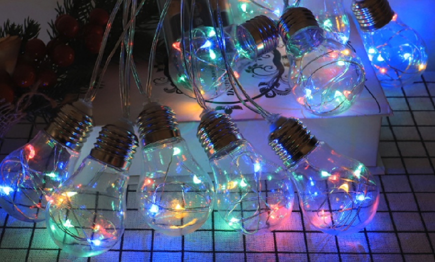 Image 4: Outdoor String Lights Clear Bulbs