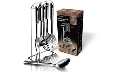 Set da 7 pezzi con utensili da cucina e supporto in acciaio inox Blaumann