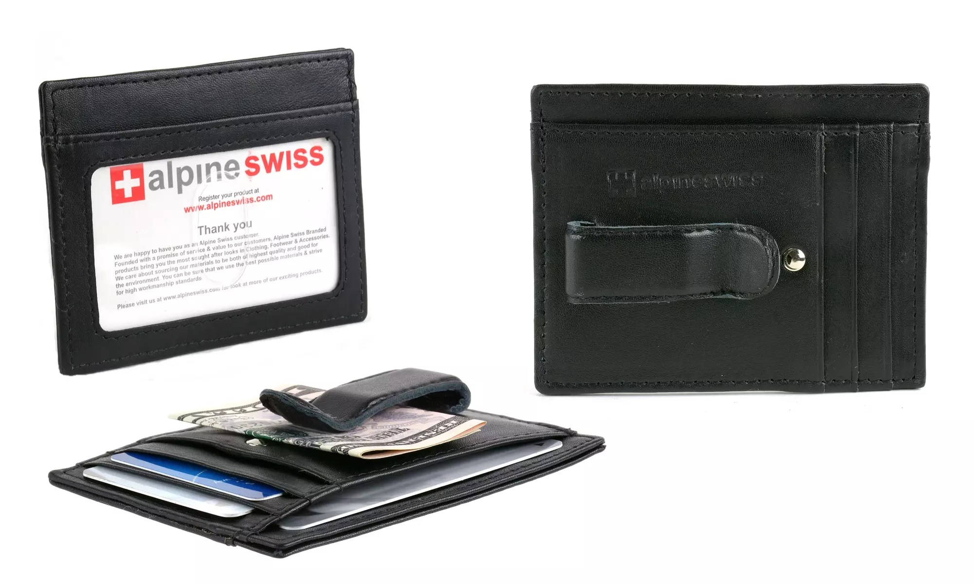 Alpine Swiss Men's Leather Wallets, Money Clips, or Card Cases - Second Medium
