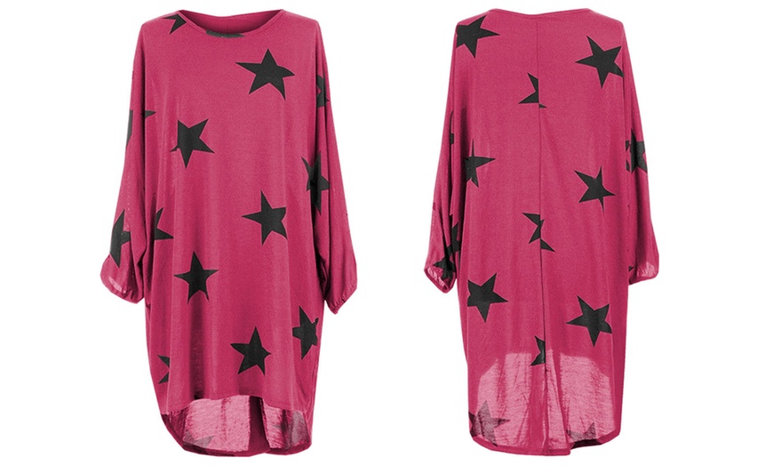 Image 9: Oversized Star Print Hi-Lo Top