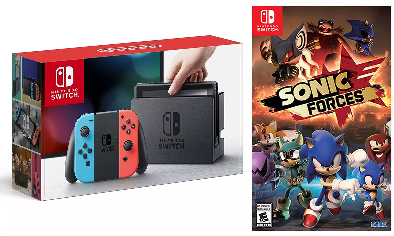 Nintendo Switch Neon Blue/Neon Red with Sonic Forces Game - Primary Image