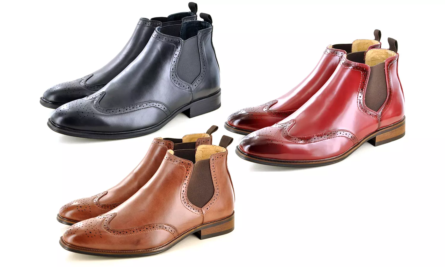 Boots "Chelsea" brogue pour homme - Primary Image