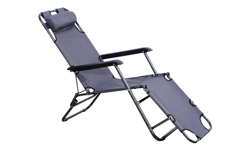 Image 12: Outsunny 2 in 1 Folding Sun Lounger Reclining Garden Chair