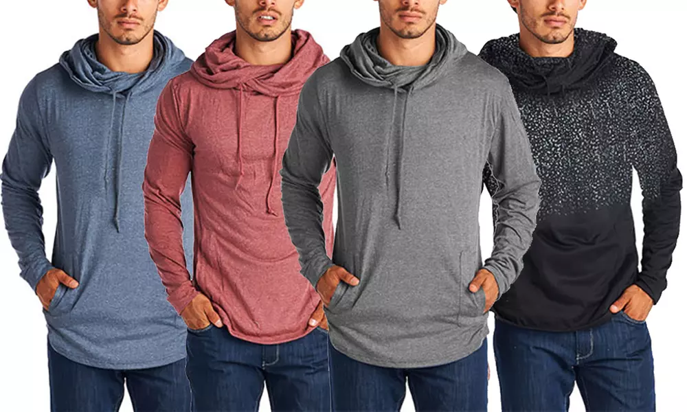 Men's Lightweight Cowl Neck Hoodies - Primary Image
