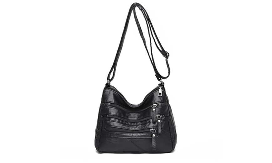 Image 4: Faux Leather Crossbody Shoulder Bag