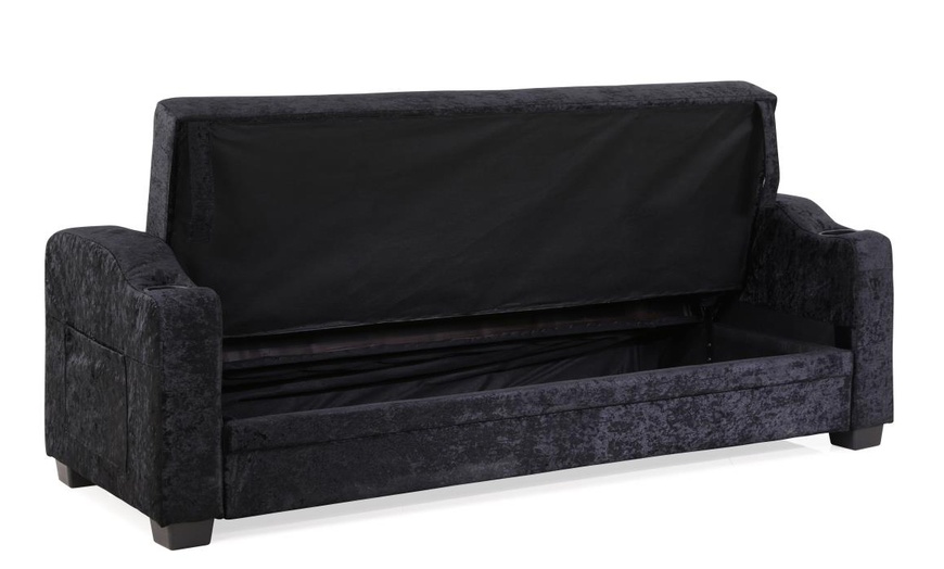 Image 3: Crushed Velvet Fabric Sofa Bed