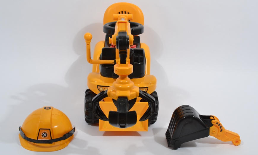 Image 4: Ride-On Toy Digger with Helmet