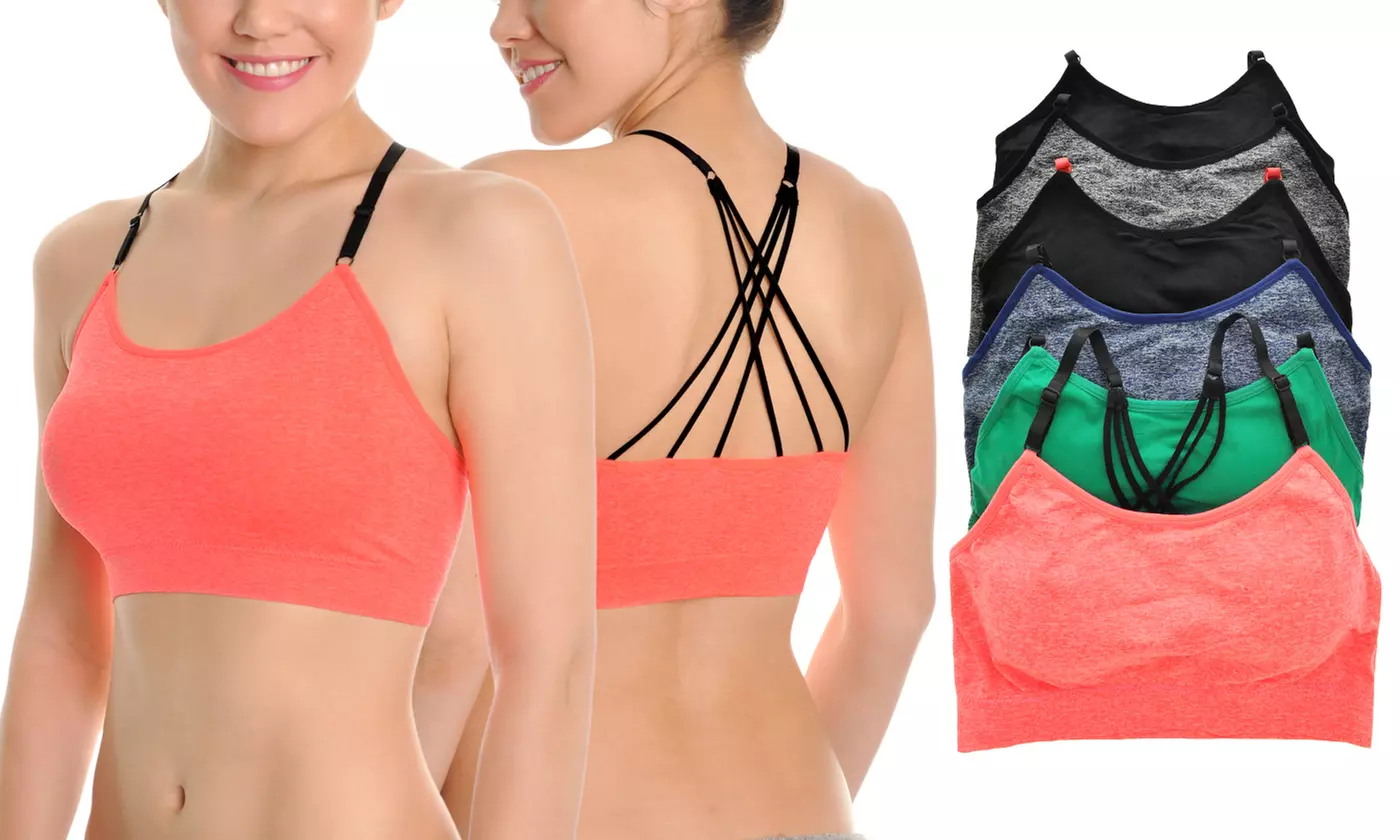 Angelina Seamless Strappy Racerback Sports Bra (6-Pack) - Primary Image