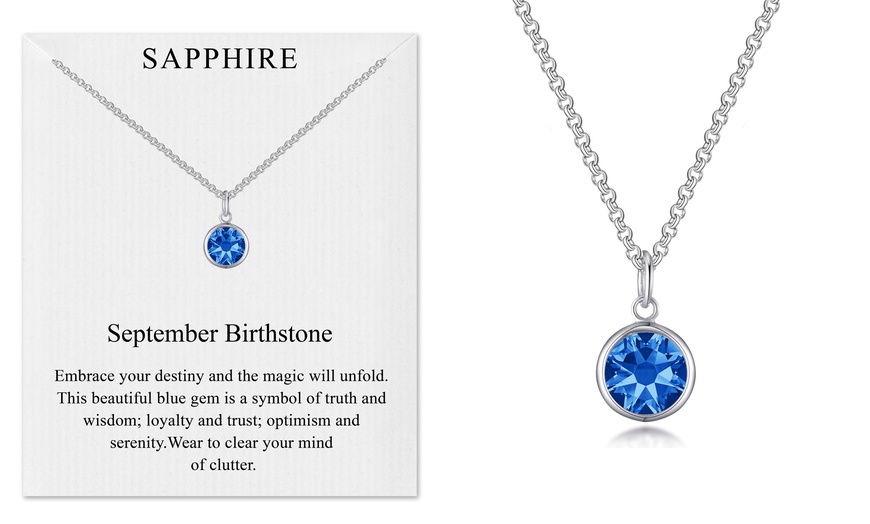 Image 10: Philip Jones Birthstone Necklace with Zircondia Crystals