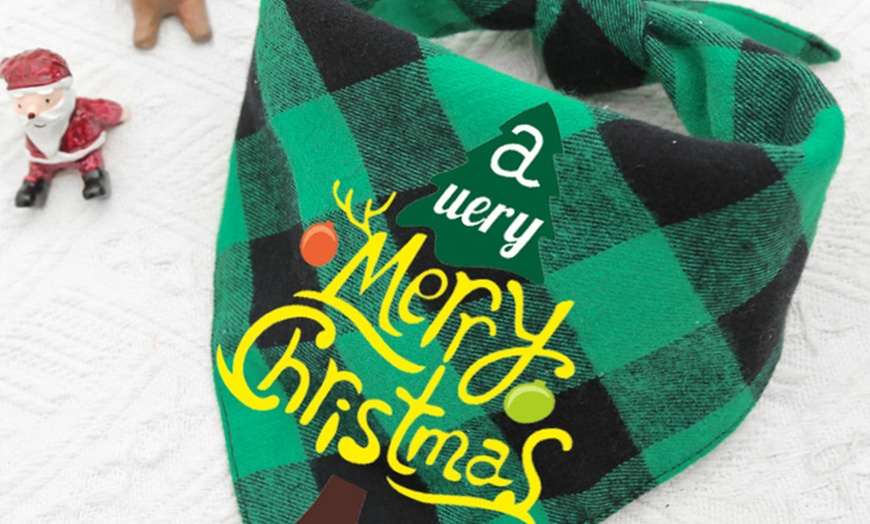 Image 5: Christmas Plaid Printed Pet Dog Bandana