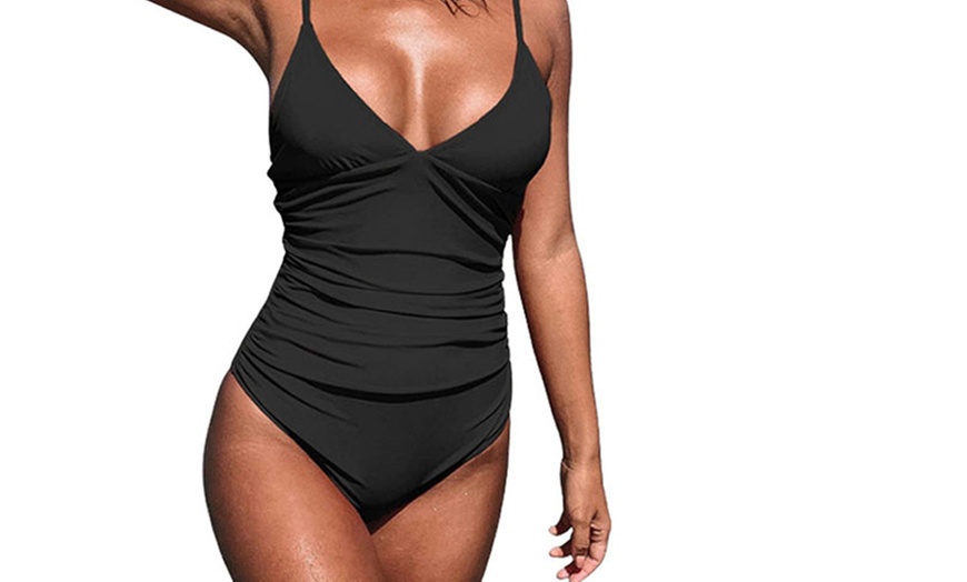 Image 3: Ruffled Tummy-Control One-Piece Swimsuit