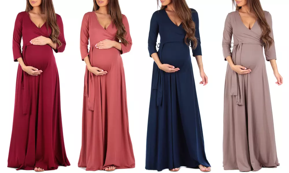 Women's Faux Wrap Maxi Maternity Dress - Primary Image