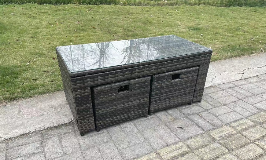 Image 4: Fimous U-Shaped Weather-Resistant Rattan-Effect Dining Set