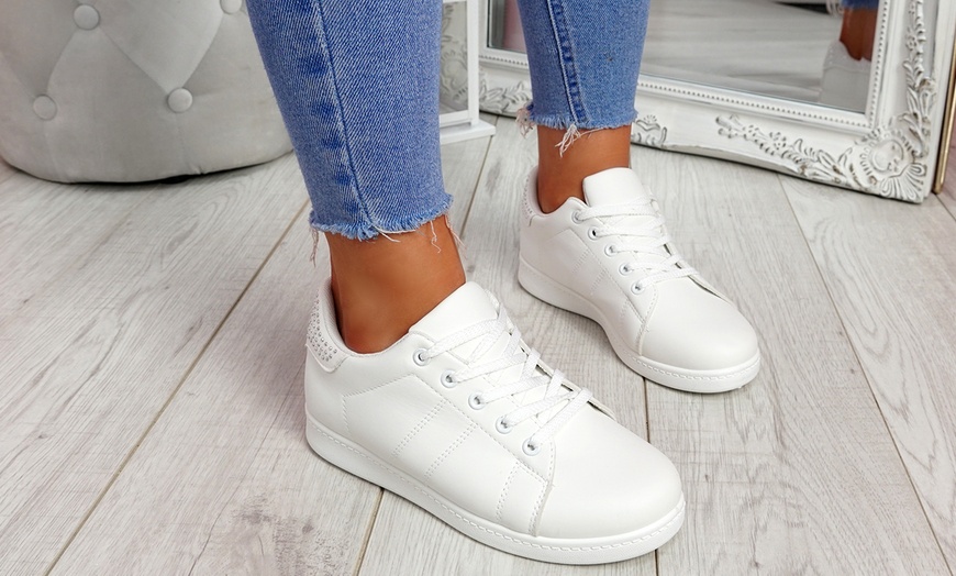 Image 4: Women's Lace-up Studded Trainers